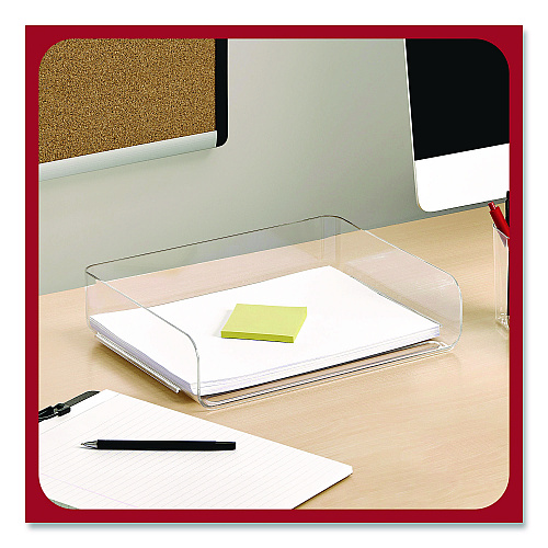 TRU RED Clear Side Load Stackable Plastic Letter Tray, Letter Size, 9.72 x 12.63 x 3.01 (TR62288)