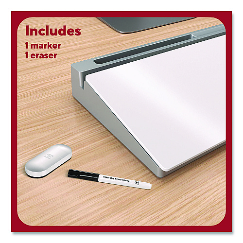 TRU RED Glass Desktop Dry Erase Board, 18.1" x 5.9", White Surface, Aluminum Frame (TR62579)
