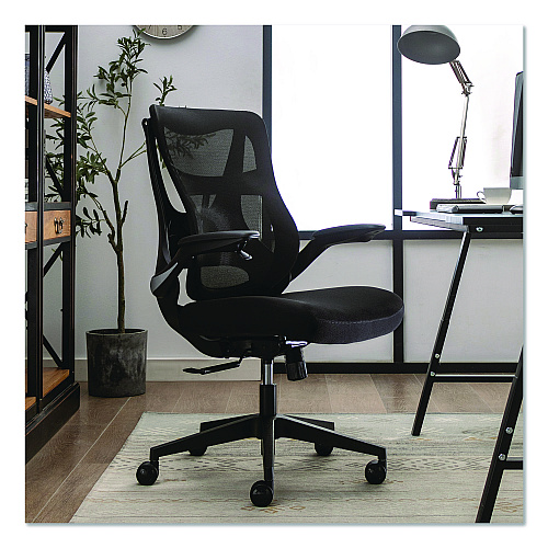 Beautyrest ErgoMax Mesh Swivel Task Chair, Supports Up to 275 lb, 19" x 22.75" Seat Height, Black Back/Seat, Black Base (60078BLK)