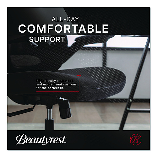 Beautyrest ErgoMax Mesh Swivel Task Chair, Supports Up to 275 lb, 19" x 22.75" Seat Height, Black Back/Seat, Black Base (60078BLK)