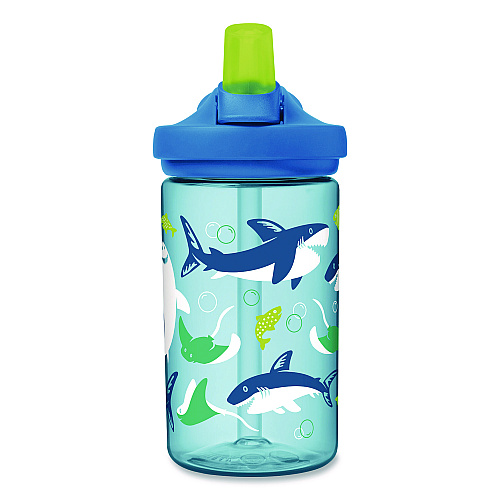CamelBak Eddy + Kids Water Bottle, Sharks and Rays Design, 14 oz, Multicolor (2472402041)