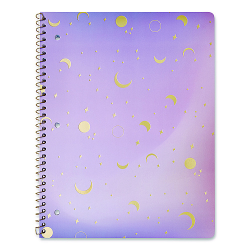 ECCOLO Celestial Body Spiral Notebook, 1-Subject, Medium/College Rule, Assorted Cover Colors/Designs, (80) 11 x 8.5 Sheets, 3/Pack (ST839A3PACK)