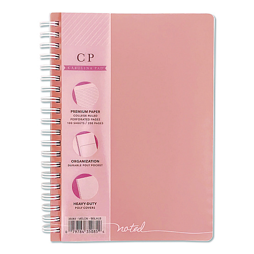 Carolina Paper Noted Personal Notebook, Medium/College Rule, Randomly Assorted Cover Color, (100) 7 x 5 Sheets (35083)