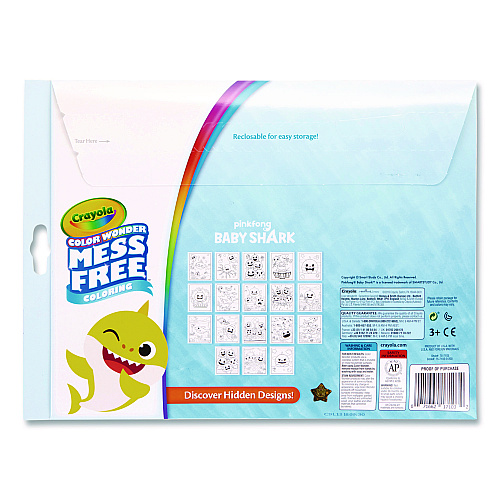 Crayola Pinkfong Baby Shark Color Wonder Kit, (18) Coloring Pages, (5) Baby Shark Collection Markers (757103)