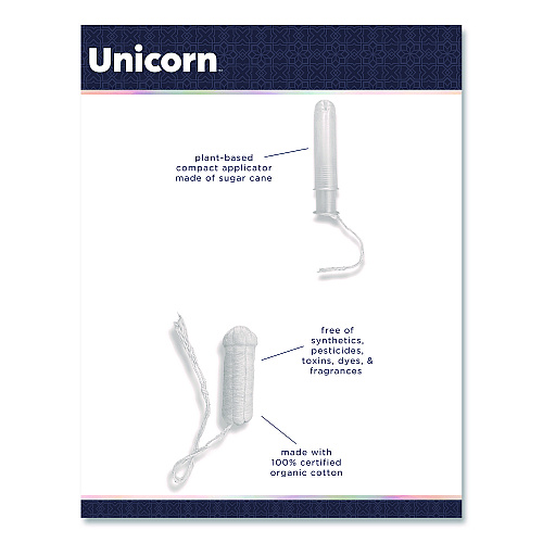 Unicorn Cotton Tampons, Regular, 60/Box, 6 Boxes/Carton (TOP08159)