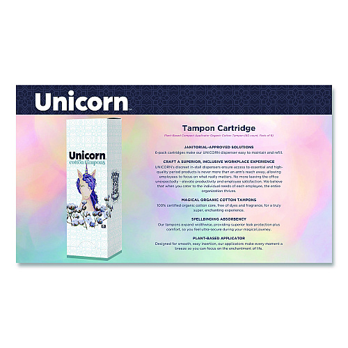 Unicorn Cotton Tampons, Regular, 60/Box, 6 Boxes/Carton (TOP08159)