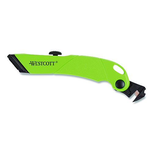 Westcott Ceramic Safety Cutter with Fold-Out Film Cutter, Plastic Handle, Green (00741)