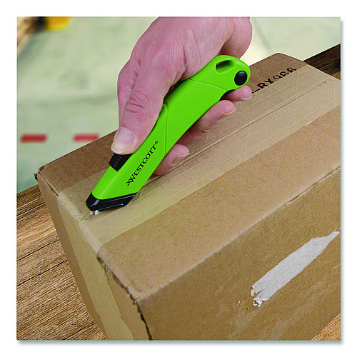 Westcott Ceramic Safety Cutter with Fold-Out Film Cutter, Plastic Handle, Green (00741)