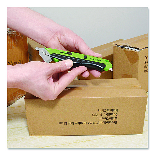 Westcott Dual-Sided Ceramic Box Opener, ABS Plastic Handle, Green (17920001)