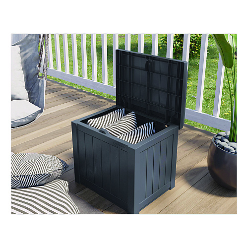 Suncast Small Deck Box with Storage Seat, 2.94 cu ft, 22 x 17 x 20.5, Cyberspace (SS601C)