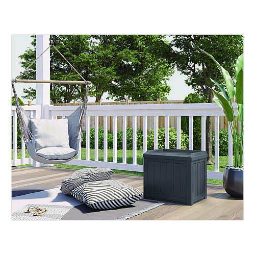 Suncast Small Deck Box with Storage Seat, 2.94 cu ft, 22 x 17 x 20.5, Cyberspace (SS601C)