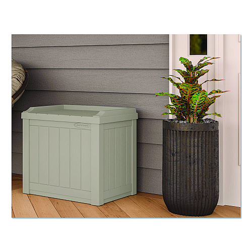 Suncast Small Deck Box with Storage Seat, 2.94 cu ft, 22 x 17 x 20.5, Light Taupe (SS601)