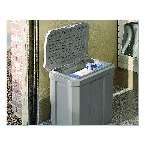 Suncast Salt Box, 28 gal, 23.75 x 15.75 x 23.75. Dove Gray (BMBX300D)