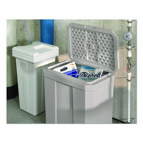 Suncast Salt Box, 28 gal, 23.75 x 15.75 x 23.75. Dove Gray (BMBX300D)