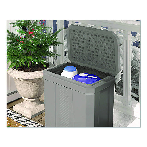 Suncast Salt Box, 28 gal, 23.75 x 15.75 x 23.75. Dove Gray (BMBX300D)