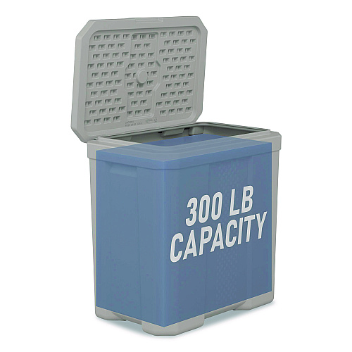 Suncast Salt Box, 28 gal, 23.75 x 15.75 x 23.75. Dove Gray (BMBX300D)