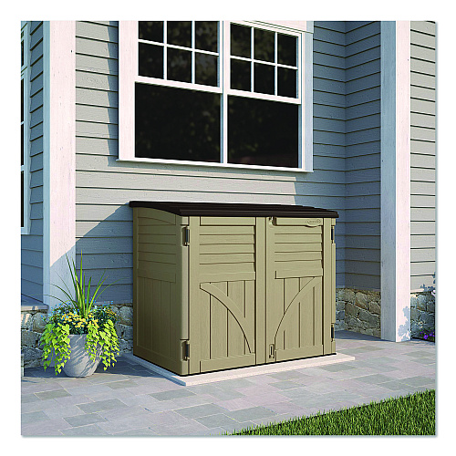 Suncast Horizontal Storage Shed, 4 ft 5" x 2 ft 8.5" x 3 ft 9.5", Sand/Slate (BMS3400X)
