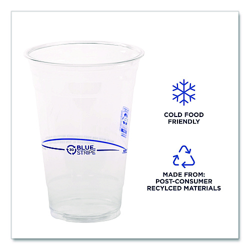 Eco-Products BlueStripe Recycled Content Clear Plastic Cold Drink Cups, 24 oz, 600/Carton (EPCR24)