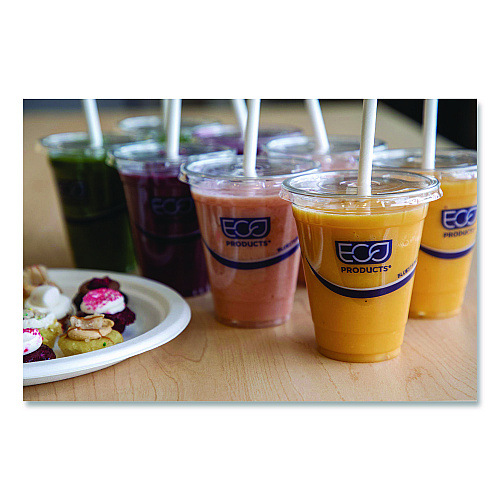 Eco-Products BlueStripe Recycled Content Clear Plastic Cold Drink Cups, 24 oz, 600/Carton (EPCR24)