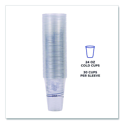 Eco-Products BlueStripe Recycled Content Clear Plastic Cold Drink Cups, 24 oz, 600/Carton (EPCR24)