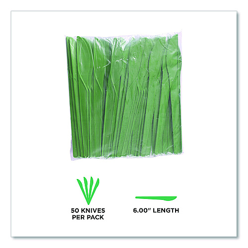 Eco-Products Plantware Compostable Cutlery, Knife, Plastic, Green, 1,000/Carton (EPS011G)