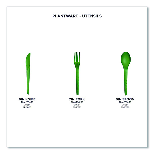 Eco-Products Plantware Compostable Cutlery, Knife, Plastic, Green, 1,000/Carton (EPS011G)
