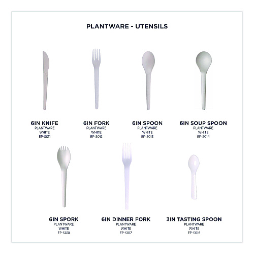 Eco-Products Plantware CPLA Tasting Spoon, Plastic, 3", White, 2,000/Carton (EPS016)