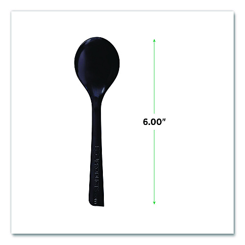 Eco-Products 100% Recycled Content Cutlery, Soup Spoon, Plastic, Black, 50/Pack, 20 Packs/Carton (EPS114)