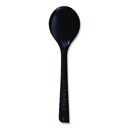 Eco-Products 100% Recycled Content Cutlery, Soup Spoon, Plastic, Black, 50/Pack, 20 Packs/Carton (EPS114)
