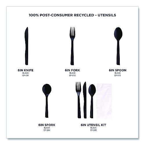 Eco-Products 100% Recycled Content Cutlery, Soup Spoon, Plastic, Black, 50/Pack, 20 Packs/Carton (EPS114)