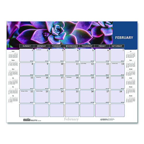 House of Doolittle Recycled Succulent and Cacti Desk Pad Calendar, 17 x 22, Multicolor Sheets, Black Corners, 12-Month (Jan to Dec): 2026 (121)
