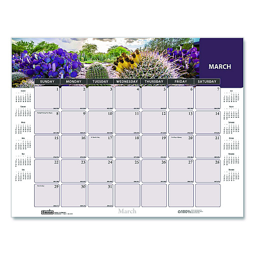 House of Doolittle Recycled Succulent and Cacti Desk Pad Calendar, 17 x 22, Multicolor Sheets, Black Corners, 12-Month (Jan to Dec): 2026 (121)