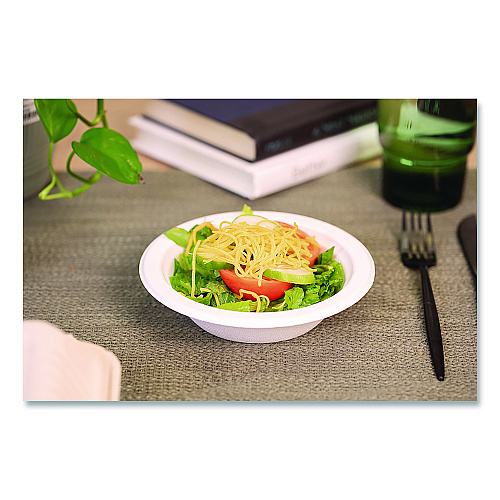 SCT ChampWare Molded Fiber Tableware, Bowl, 12 oz, White, 125/Sleeve, 8 Sleeves/Carton (18750WPF)