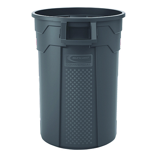 Suncast Commercial Injection Molded Utility Trash Can, 32 gal, Plastic/Resin, Gray (TCU32)