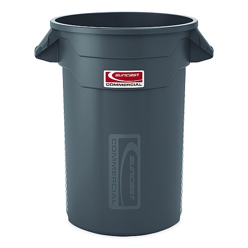 Suncast Commercial Injection Molded Utility Trash Can, 32 gal, Plastic/Resin, Gray (TCU32)