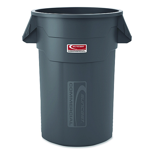 Suncast Commercial Injection Molded Utility Trash Can, 44 gal, Plastic/Resin, Gray (TCU44)