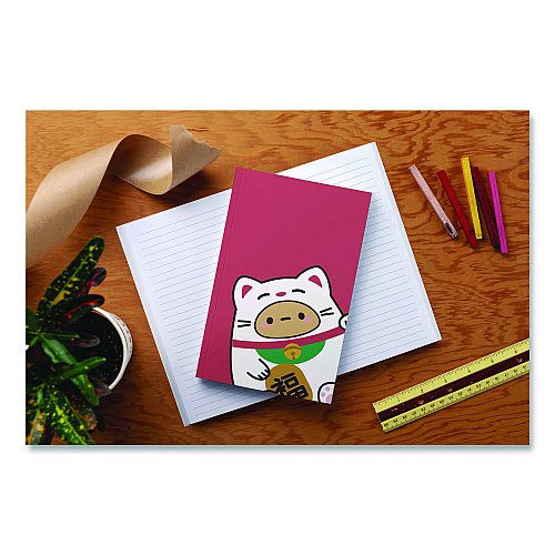 Denik Smoko Tayto Lucky Cat Layflat Notebook, 1-Subject, Medium/College Rule, Red/White/Brown Cover, (72) 8 x 5 Sheets (LFC1885L)