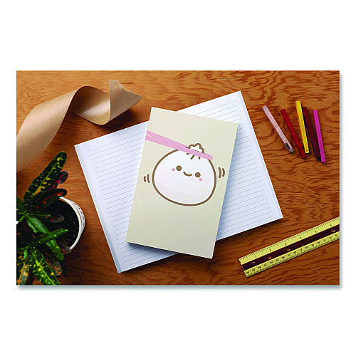 Denik Smoko Lil B Dumpling Layflat Notebook, 1-Subject, Medium/College Rule, Tan/White/Pink Cover, (72) 8 x 5 Sheets (LFC1887L)