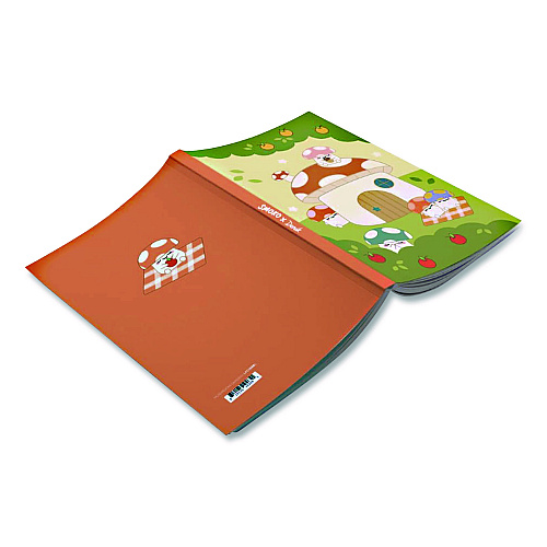 Denik Smoko Mushroom Garden Layflat Notebook, 1-Subject, Medium/College Rule, Green/Tan/Red Cover, (72) 8 x 5 Sheets (LFC1888L)