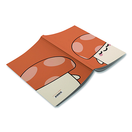 Denik Smoko Kai Mushroom Layflat Notebook, 1-Subject, Medium/College Rule, Orange/White Cover, (72) 8 x 5 Sheets (LFC1891L)
