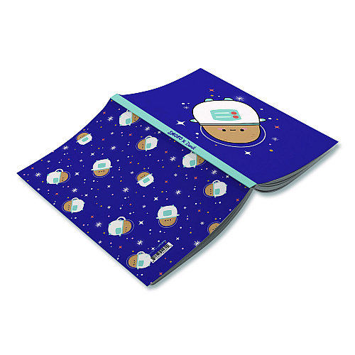 Denik Smoko Astro Tayto Layflat Notebook, 1-Subject, Medium/College Rule, Blue/White/Tan Cover, (72) 8 x 5 Sheets (LFC1893L)