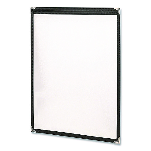 Excello Global Products Menu Holder For 8.5 x 11 Menus, Portrait Orientation, 2-View, 9.3 x 12 Holder, Clear/Black/Silver, 10/Pack (SPLSMENU2)