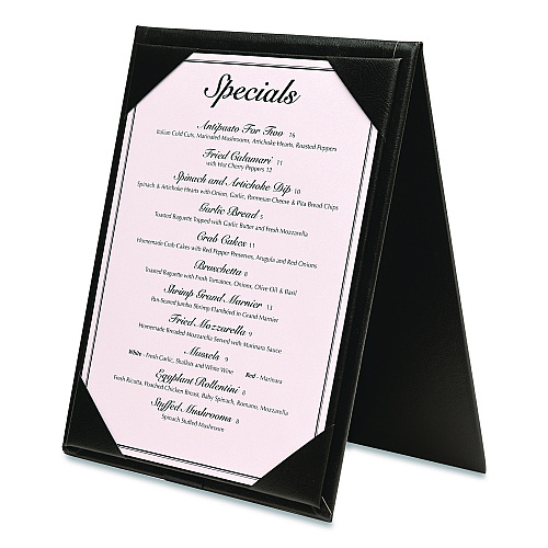 Excello Global Products Table-Top Menu Holder, For 5 x 7 Menus, 5.6 x 7.6 Holder, Black (SPLSMENU5X7A)