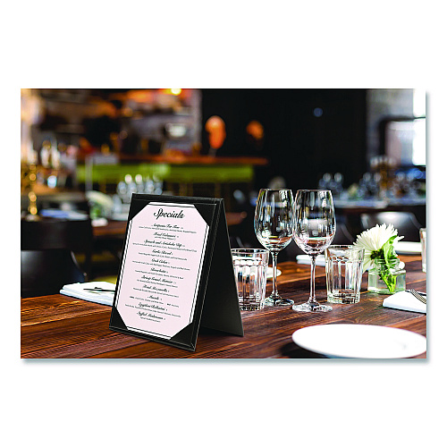 Excello Global Products Table-Top Menu Holder, For 5 x 7 Menus, 5.6 x 7.6 Holder, Black (SPLSMENU5X7A)
