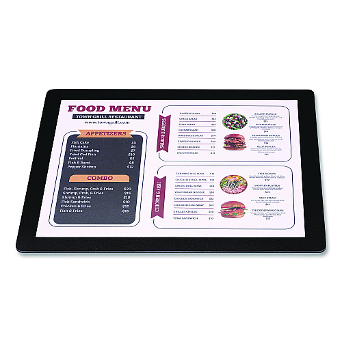 Excello Global Products Menu Holder For 8.5 x 11 Menus, Landscape Orientation, 12.6 x 10.2 Holder, Clear/Black (SPLSMENU8511)