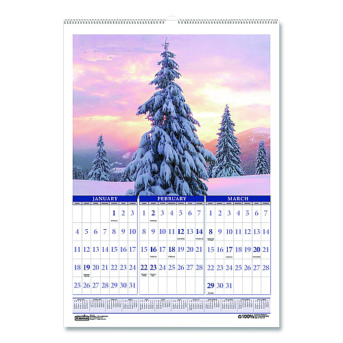 House of Doolittle Recycled Three-Month Season Wall Calendar, 12 x 16.5, Multicolored Sheets, 14-Month: Dec 2025 to Jan 2027 (323)
