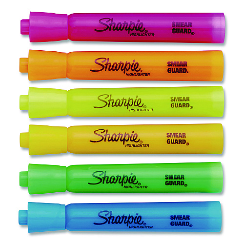 Sharpie Smear Guard Tank Highlighters, Assorted Ink, Chisel Tip, Assorted Barrel, 20/Pack (25018)