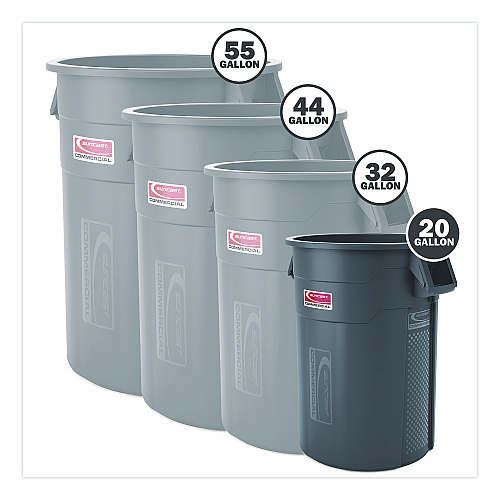 Suncast Commercial Injection Molded Utility Trash Can, 20 gal, Resin, Gray (TCU20)
