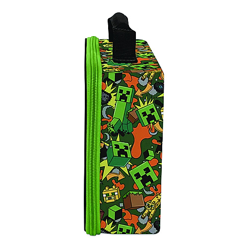 Thermos Minecraft Soft Lunch Box, 9.5" x 3.75" x 7.5", Green/Orange/Gray (K224055006ST)