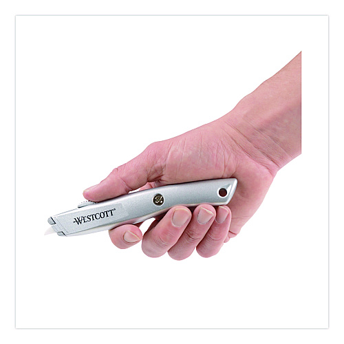 Westcott Aluminum Safety Cutter with Ceramic Blade, Aluminum Handle, Silver (00722)